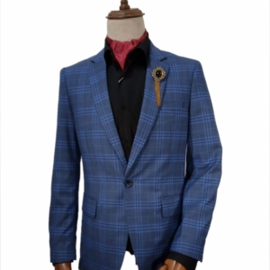 Petrol blue plaid check blazers